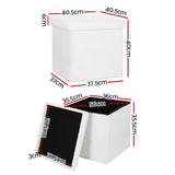Ottoman Storage Foot Stool Vanity Square Teddy - White