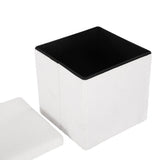 Ottoman Storage Foot Stool Vanity Square Teddy - White