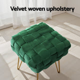 Ottoman Foot Stool Vanity Woven Velvet - Green