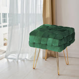 Ottoman Foot Stool Vanity Woven Velvet - Green