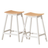 Set of 2 Dundee Wooden Bar Stools Bar Stool Dining Chairs Kitchen Barstools - Pine & White