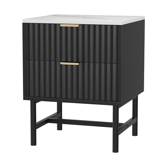 Montreal Bedside Table with 2 Drawers - Black