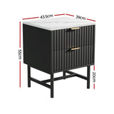 Montreal Bedside Table with 2 Drawers - Black