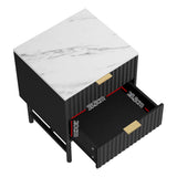 Montreal Bedside Table with 2 Drawers - Black