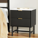 Montreal Bedside Table with 2 Drawers - Black