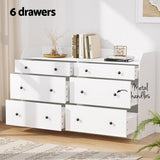 Artiss 6 Chest of Drawers - White