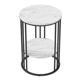 Ithuriel Coffee Table 2-Tier Round Marble Effect - White