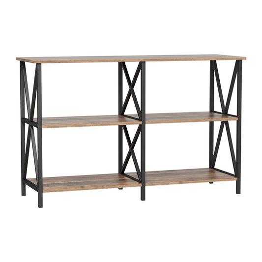 Elowen Metal 120cm 3-tier Console Table - Walnut