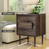 Shawn Wooden Bedside Table with 2 Drawers - Walnut