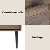 Shawn Wooden Bedside Table with 2 Drawers - Walnut