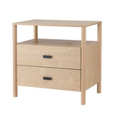 Timmins Wooden Bedside Table with 2 Drawers - Pine