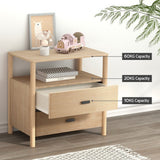 Timmins Wooden Bedside Table with 2 Drawers - Pine