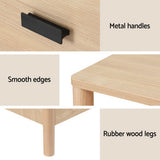 Timmins Wooden Bedside Table with 2 Drawers - Pine