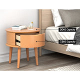 Richmond Wooden Bedside Table Curved Drawers Side End Table Nightstand Legs Bedroom - Oak
