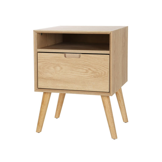 Delta Wooden Bedside Table Side End Table Shelf Nightstand Bedroom Storage - Wood