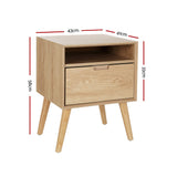 Delta Wooden Bedside Table Side End Table Shelf Nightstand Bedroom Storage - Wood