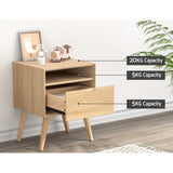 Delta Wooden Bedside Table Side End Table Shelf Nightstand Bedroom Storage - Wood