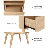 Delta Wooden Bedside Table Side End Table Shelf Nightstand Bedroom Storage - Wood