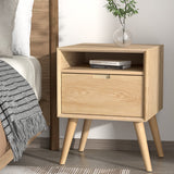 Delta Wooden Bedside Table Side End Table Shelf Nightstand Bedroom Storage - Wood