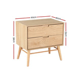 Dauphin Wooden Bedside Table Side End Table Nightstand Legs Bedroom Storage with 2 Drawers - Wood