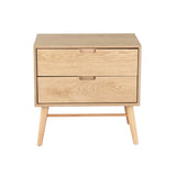 Dauphin Wooden Bedside Table Side End Table Nightstand Legs Bedroom Storage with 2 Drawers - Wood