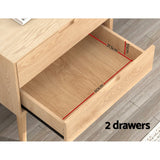 Dauphin Wooden Bedside Table Side End Table Nightstand Legs Bedroom Storage with 2 Drawers - Wood