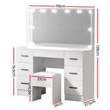 Dressing Table Set Stool 10 LED Bulbs - White