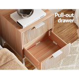 Brantford Wooden Bedside Table Shelf Drawers Nightstand Storage Bedroom with 2 Drawers - Brown