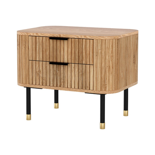 Vancouver Wooden Bedside Table with 2 Drawers - Pine