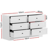 Artiss 6 Chest of Drawers - White