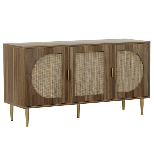 Lorcan Rattan Buffet Sideboard 3 Doors - Dark Oak