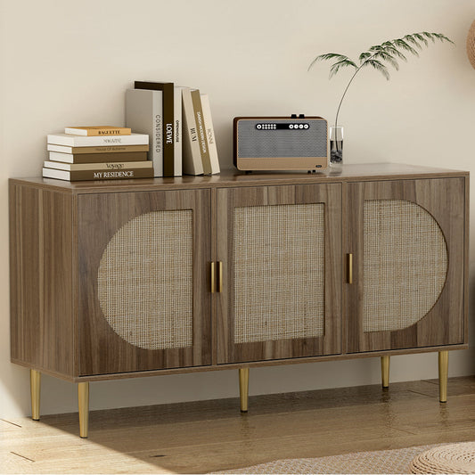 Lorcan Rattan Buffet Sideboard 3 Doors - Dark Oak