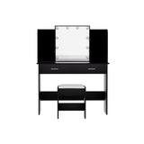 Dressing Table LED Makeup Mirror Stool Set 10 Bulbs Vanity Desk Black
