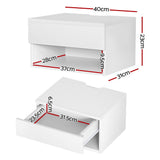 Ontario Wooden Bedside Table Floating Nightstand - White