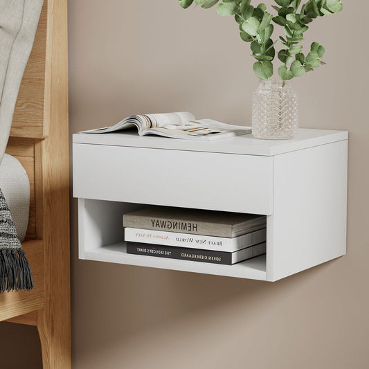 Ontario Wooden Bedside Table Floating Nightstand - White