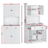 Cyprian Wooden Buffet Sideboard Cabinet Cupboard Pantry Storage Shelves Hutch - White