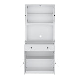 Cyprian Wooden Buffet Sideboard Cabinet Cupboard Pantry Storage Shelves Hutch - White
