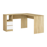 Artiss Computer Desk Drawer Cabinet L-Shape Oak 136cm