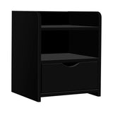 Baddeck Wooden Bedside Table - Black
