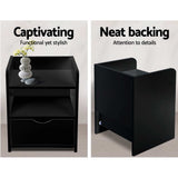 Baddeck Wooden Bedside Table - Black