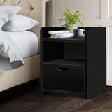 Baddeck Wooden Bedside Table - Black