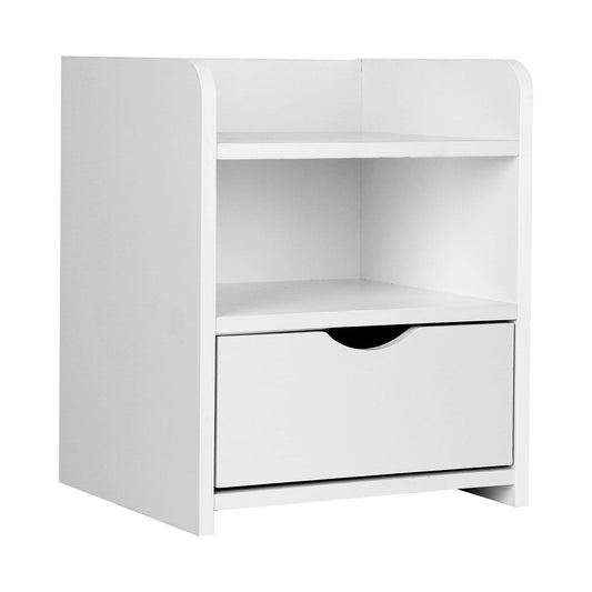 Baddeck Wooden Bedside Table - White