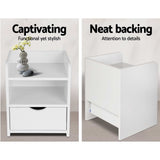 Baddeck Wooden Bedside Table - White