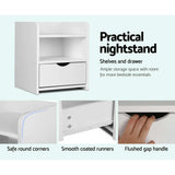 Baddeck Wooden Bedside Table - White