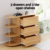 Artiss Chest of 3 Drawers Storage Cabinet 3 Shelves - Pine
