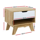 Chatham Wooden Bedside Table Nightstand Shelf Cabinet Storage Lamp Side Wooden - White & Wood