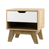 Chatham Wooden Bedside Table Nightstand Shelf Cabinet Storage Lamp Side Wooden - White & Wood