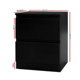 Kenora Wooden Bedside Table Side Table Bedroom Furniture Nightstand Lamp with 2 Drawers - Black