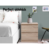 Kenora Wooden Bedside Table Side Table Bedroom Furniture Nightstand Wood Lamp with 2 Drawers - Wood