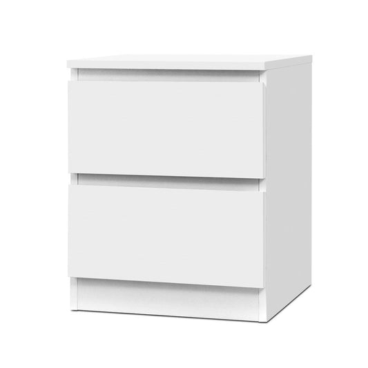 Kenora Wooden Bedside Table Cabinet Lamp Side Table Nightstand Unit with 2 Drawers - White